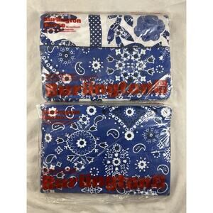 Burlington Bandana Print Twin Sheets Flat Fitted Boho Western Blue New Sealed